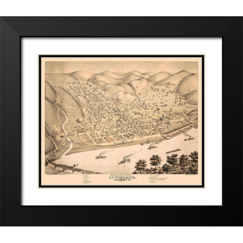 Louisiana Missouri - Koch 1876  Black Modern Wood Framed Art Print with Double Matting by Koch