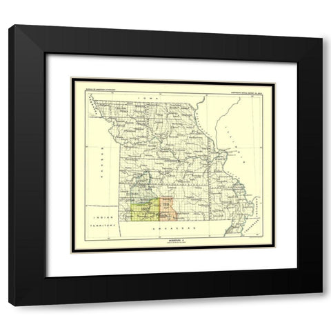 Missouri - United States - Hoen 1896 Black Modern Wood Framed Art Print with Double Matting by Hoen