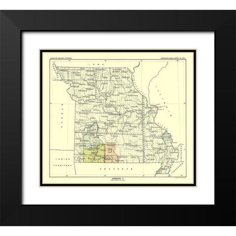 Missouri - United States - Hoen 1896 Black Modern Wood Framed Art Print with Double Matting by Hoen