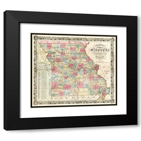 Missouri - Colton 1851  Black Modern Wood Framed Art Print with Double Matting by Colton