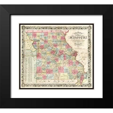 Missouri - Colton 1851  Black Modern Wood Framed Art Print with Double Matting by Colton