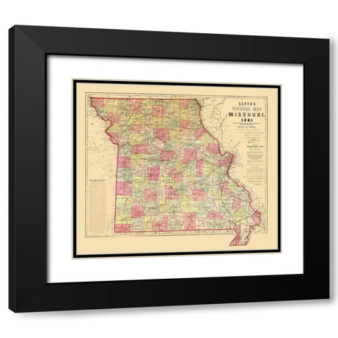 Missouri - Lloyd 1861  Black Modern Wood Framed Art Print with Double Matting by Lloyd
