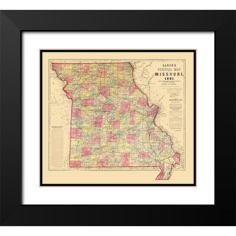 Missouri - Lloyd 1861  Black Modern Wood Framed Art Print with Double Matting by Lloyd