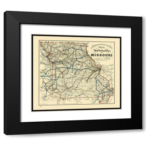 Missouri Railroad - Higgins 1888  Black Modern Wood Framed Art Print with Double Matting by Higgins