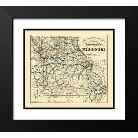 Missouri Railroad - Higgins 1888  Black Modern Wood Framed Art Print with Double Matting by Higgins