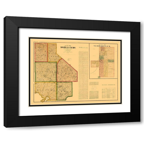 Morgan County Missouri - Higgins 1880  Black Modern Wood Framed Art Print with Double Matting by Higgins
