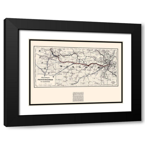 Pacific Railroad of Missouri - Colton 1865 Black Modern Wood Framed Art Print with Double Matting by Colton