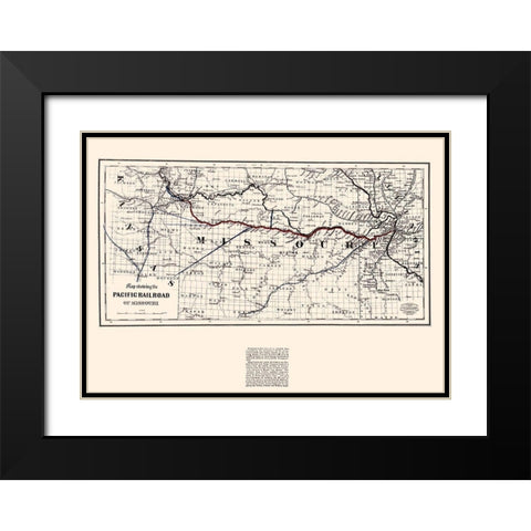 Pacific Railroad of Missouri - Colton 1865 Black Modern Wood Framed Art Print with Double Matting by Colton