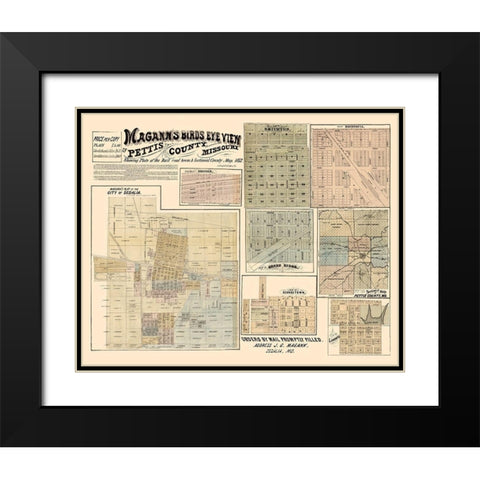 Pettis County Missouri - Magann 1872  Black Modern Wood Framed Art Print with Double Matting by Magann