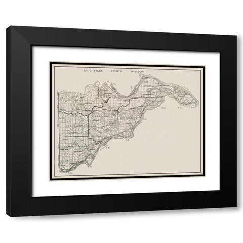 St Charles Missouri - 1929 Black Modern Wood Framed Art Print with Double Matting by Unknown