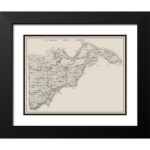 St Charles Missouri - 1929 Black Modern Wood Framed Art Print with Double Matting by Unknown