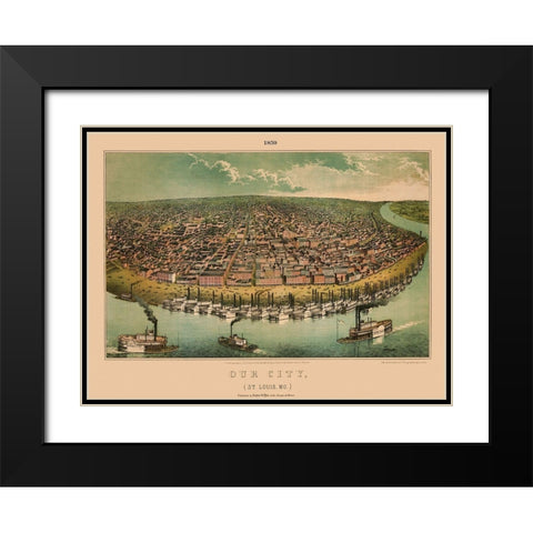 St Louis Missouri - Hagen 1859 Black Modern Wood Framed Art Print with Double Matting by Hagen