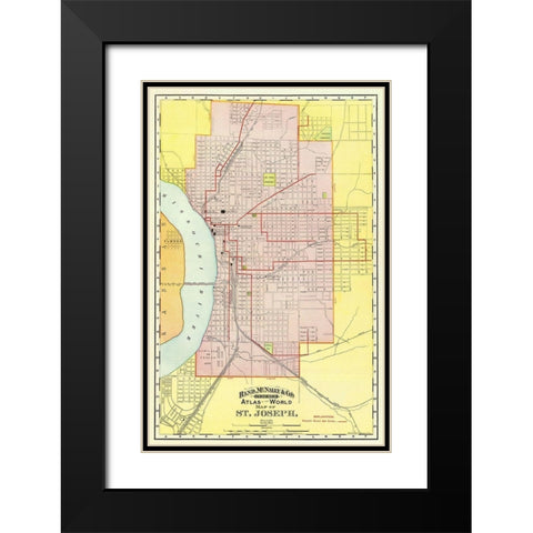 St. Joseph Missouri - Rand McNally 1892 Black Modern Wood Framed Art Print with Double Matting by Rand McNally