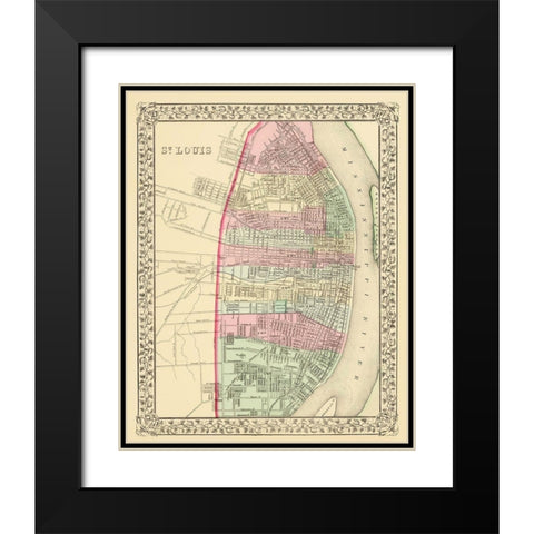St. Louis Missouri - Mitchell 1870 Black Modern Wood Framed Art Print with Double Matting by Mitchell
