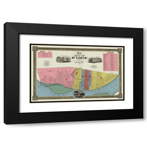 St. Louis Missouri - Twichel 1844 Black Modern Wood Framed Art Print with Double Matting by Twichel