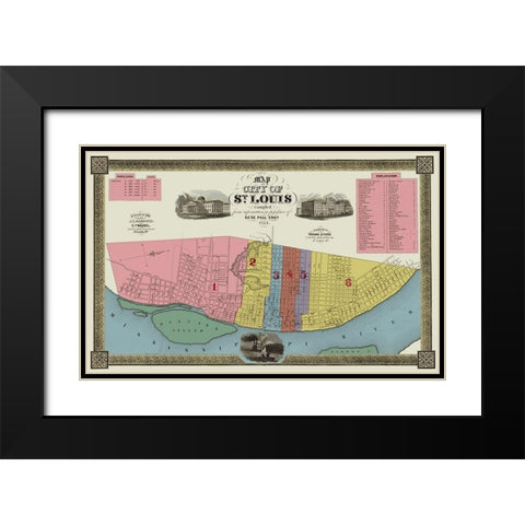 St. Louis Missouri - Twichel 1844 Black Modern Wood Framed Art Print with Double Matting by Twichel