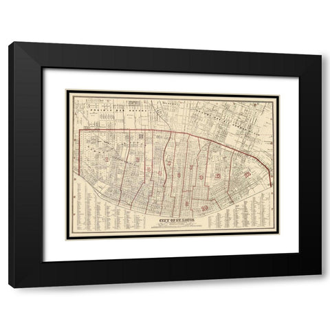 St. Louis Missouri - Hutawa 1870 Black Modern Wood Framed Art Print with Double Matting by Hutawa