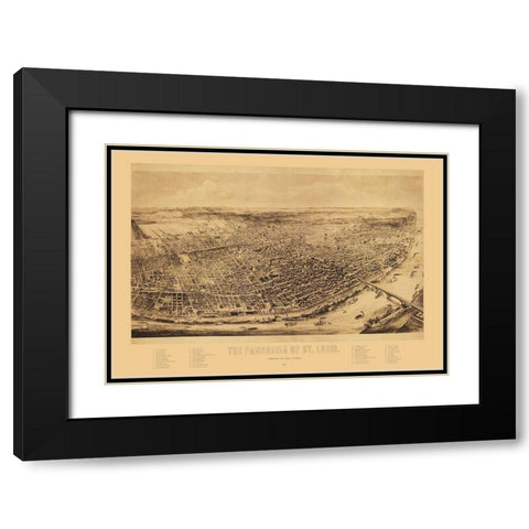 St Louis Missouri - Juehne 1894 Black Modern Wood Framed Art Print with Double Matting by Juehne