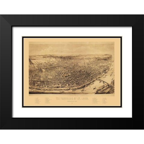 St Louis Missouri - Juehne 1894 Black Modern Wood Framed Art Print with Double Matting by Juehne
