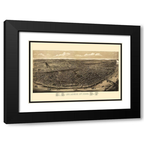 St Louis Missouri - Juehne 1895 Black Modern Wood Framed Art Print with Double Matting by Juehne