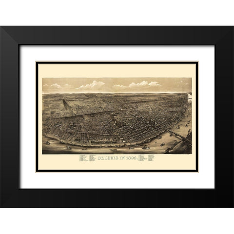 St Louis Missouri - Juehne 1895 Black Modern Wood Framed Art Print with Double Matting by Juehne
