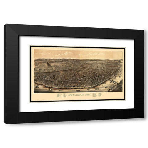 St Louis Missouri - Juehne 1896 Black Modern Wood Framed Art Print with Double Matting by Juehne