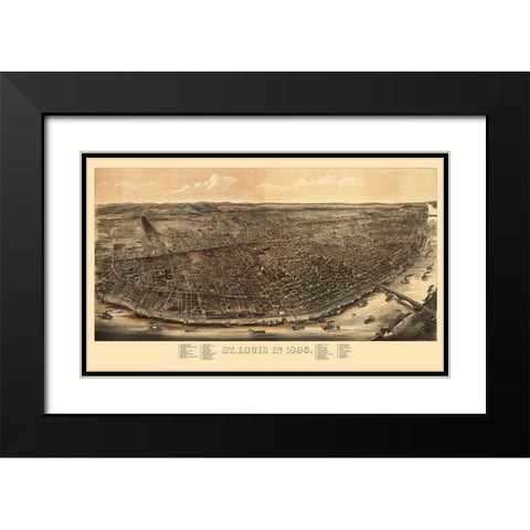 St Louis Missouri - Juehne 1896 Black Modern Wood Framed Art Print with Double Matting by Juehne