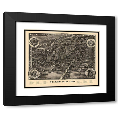 St Louis Central Missouri - Graf 1907 Black Modern Wood Framed Art Print with Double Matting by Graf