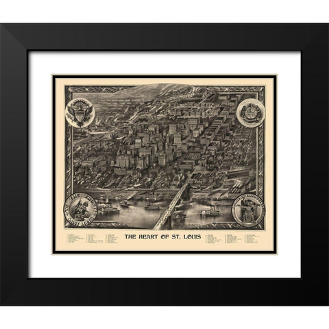 St Louis Central Missouri - Graf 1907 Black Modern Wood Framed Art Print with Double Matting by Graf