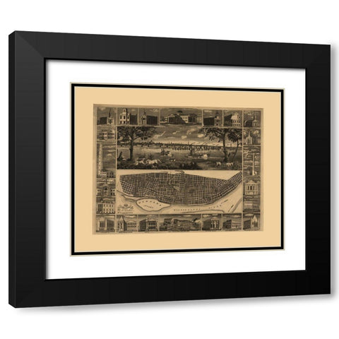 St Louis Missouri - Kershaw 1848 Black Modern Wood Framed Art Print with Double Matting by Kershaw