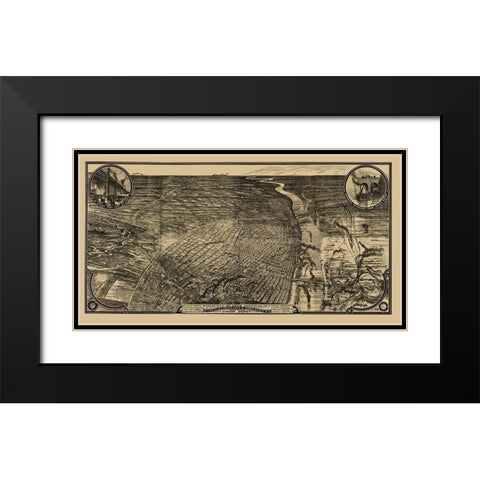 St Louis Missouri - Woodward 1876 Black Modern Wood Framed Art Print with Double Matting by Woodward