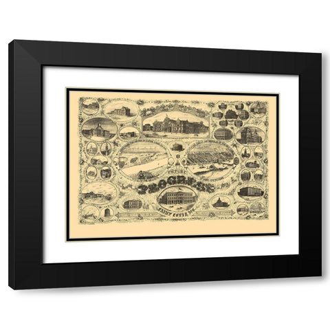St Louis Missouri - Lawton 1884 Black Modern Wood Framed Art Print with Double Matting by Lawton