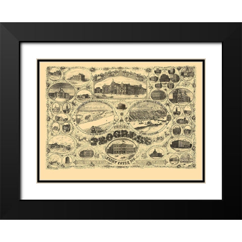 St Louis Missouri - Lawton 1884 Black Modern Wood Framed Art Print with Double Matting by Lawton