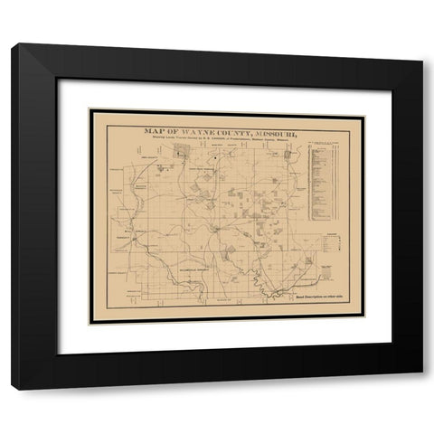 Wayne County Missouri - Cahoon 1882  Black Modern Wood Framed Art Print with Double Matting by Cahoon