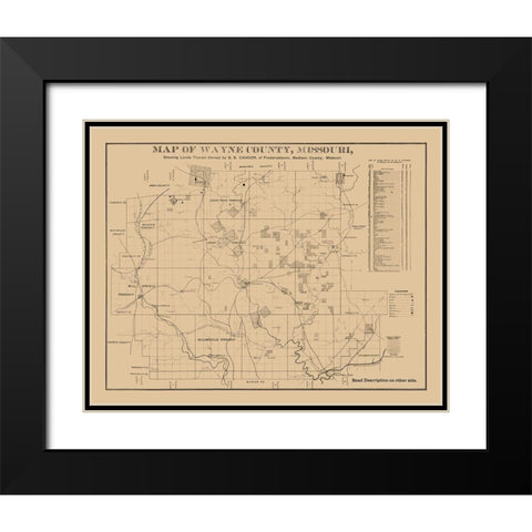Wayne County Missouri - Cahoon 1882  Black Modern Wood Framed Art Print with Double Matting by Cahoon
