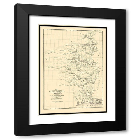 Western and North Western Frontier Defenses 1837 Black Modern Wood Framed Art Print with Double Matting by Poinsett