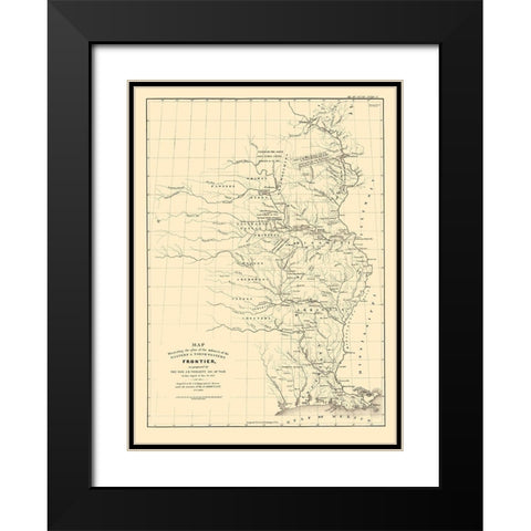 Western and North Western Frontier Defenses 1837 Black Modern Wood Framed Art Print with Double Matting by Poinsett
