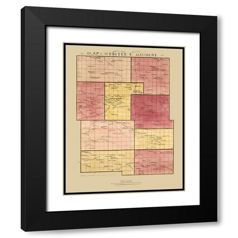 Webster County Missouri - Strickland 1877  Black Modern Wood Framed Art Print with Double Matting by Strickland