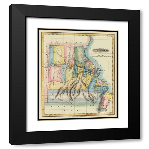 Missouri - Lucas 1823 Black Modern Wood Framed Art Print with Double Matting by Lucas