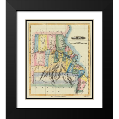 Missouri - Lucas 1823 Black Modern Wood Framed Art Print with Double Matting by Lucas