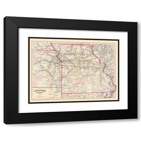 Missouri - Asher  1874 Black Modern Wood Framed Art Print with Double Matting by Asher