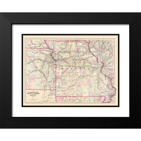 Missouri - Asher  1874 Black Modern Wood Framed Art Print with Double Matting by Asher