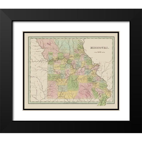 Missouri - Wiley and Putnam 1838 Black Modern Wood Framed Art Print with Double Matting by Wiley
