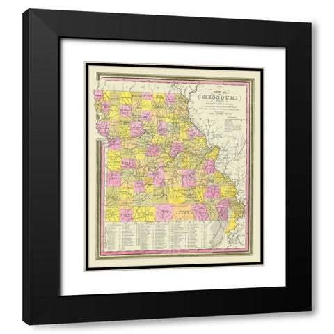 Missouri - Mitchell 1846 Black Modern Wood Framed Art Print with Double Matting by Mitchell