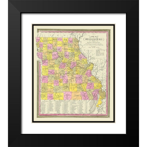 Missouri - Mitchell 1846 Black Modern Wood Framed Art Print with Double Matting by Mitchell