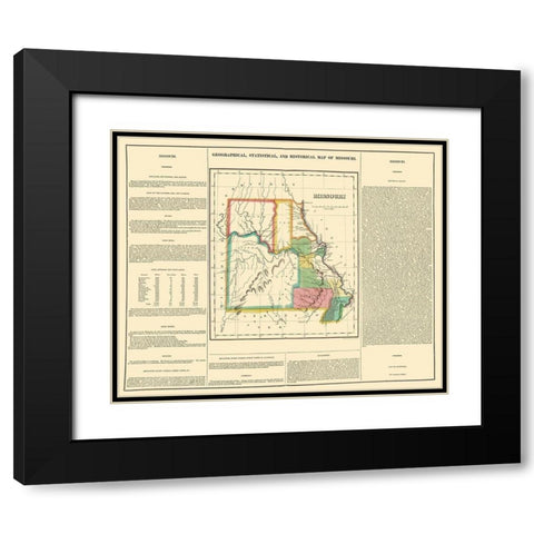 Missouri Geographical, Statistical, Historical Black Modern Wood Framed Art Print with Double Matting by Carey