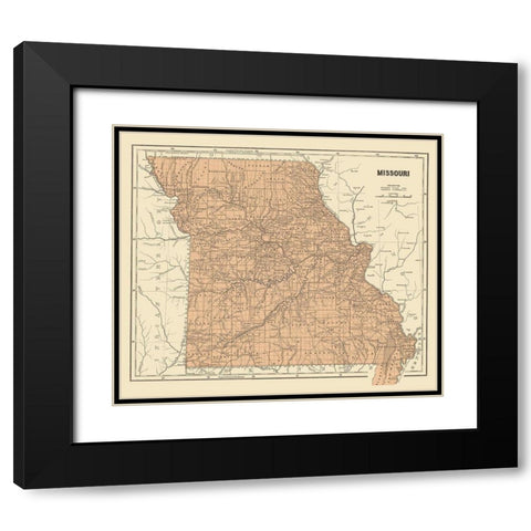 Missouri - Morse 1845 Black Modern Wood Framed Art Print with Double Matting by Morse