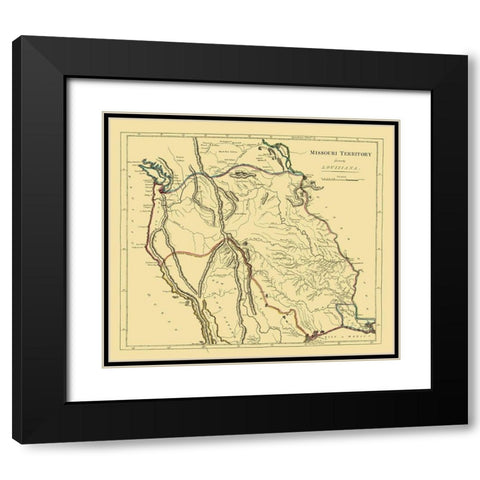 Missouri Territory, Portion of Louisiana Purchase Black Modern Wood Framed Art Print with Double Matting by Carey
