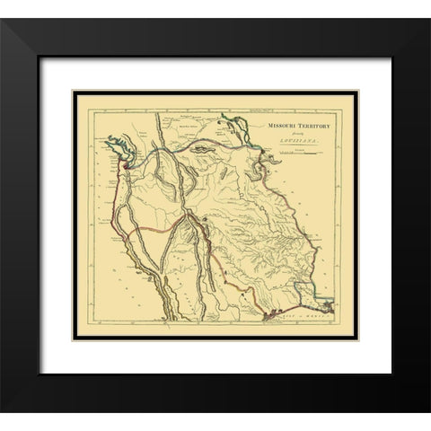 Missouri Territory, Portion of Louisiana Purchase Black Modern Wood Framed Art Print with Double Matting by Carey