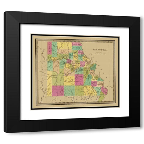 Missouri - Greenleaf 1840 Black Modern Wood Framed Art Print with Double Matting by Greenleaf